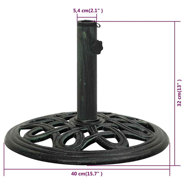 vidaXL Parasol Base Green 40x40x32 cm Cast Iron