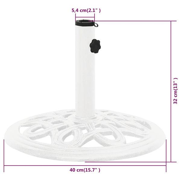 vidaXL Parasol Base White 40x40x32 cm Cast Iron