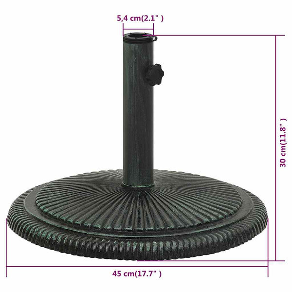 vidaXL Parasol Base Green 45x45x30 cm Cast Iron