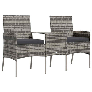 vidaXL 2-Seater Garden Sofa with Tea Table Poly Rattan Anthracite