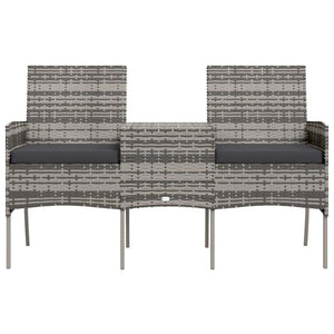 vidaXL 2-Seater Garden Sofa with Tea Table Poly Rattan Anthracite