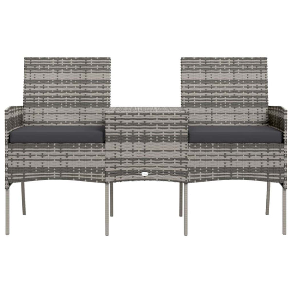 vidaXL 2-Seater Garden Sofa with Tea Table Poly Rattan Anthracite
