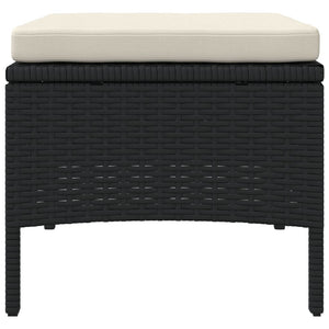 vidaXL 2-Seater Garden Sofa with Table and Stools Black Poly Rattan