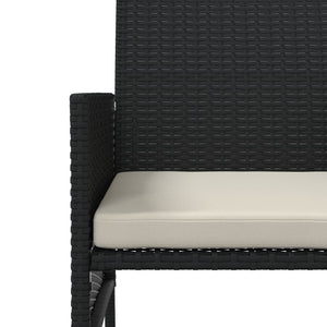 vidaXL 2-Seater Garden Sofa with Table and Stools Black Poly Rattan