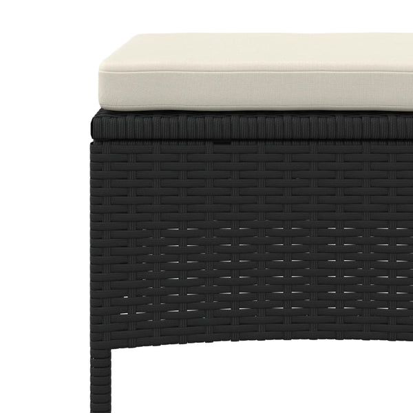 vidaXL 2-Seater Garden Sofa with Table and Stools Black Poly Rattan