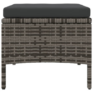 vidaXL 2-Seater Garden Sofa with Table and Stools Grey Poly Rattan