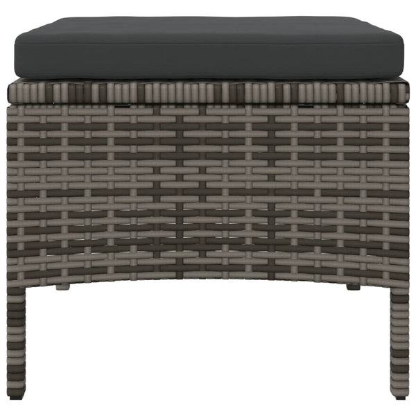 vidaXL 2-Seater Garden Sofa with Table and Stools Grey Poly Rattan