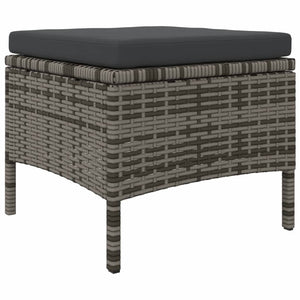 vidaXL 2-Seater Garden Sofa with Table and Stools Grey Poly Rattan