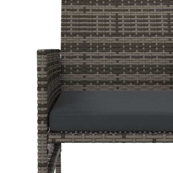 vidaXL 2-Seater Garden Sofa with Table and Stools Grey Poly Rattan