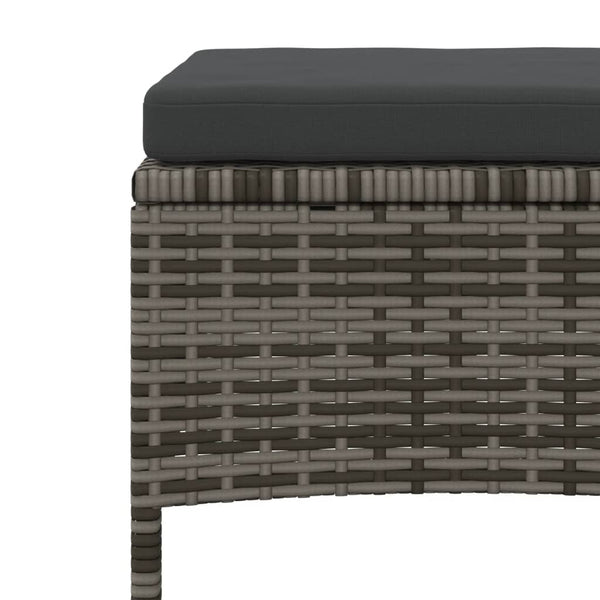 vidaXL 2-Seater Garden Sofa with Table and Stools Grey Poly Rattan
