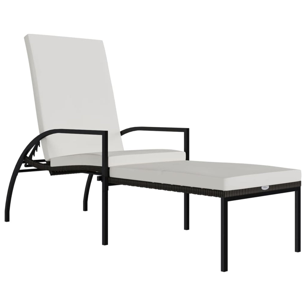 vidaXL Sun Lounger with Footrest Poly Rattan Brown