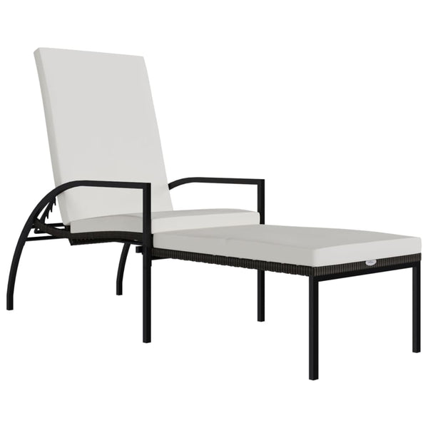 vidaXL Sun Lounger with Footrest Poly Rattan Brown