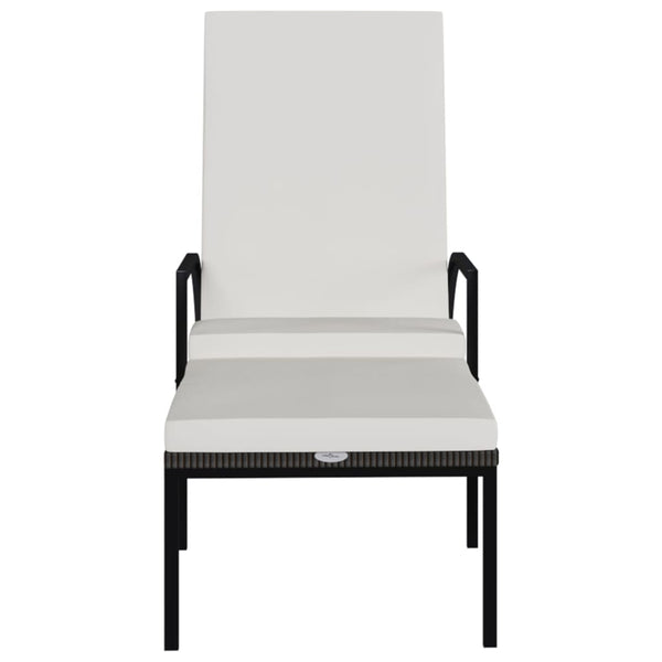 vidaXL Sun Lounger with Footrest Poly Rattan Brown