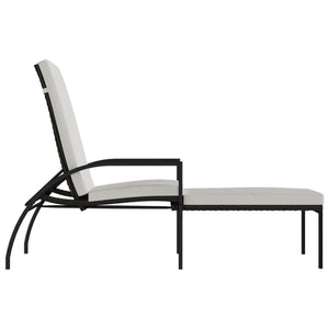 vidaXL Sun Lounger with Footrest Poly Rattan Brown
