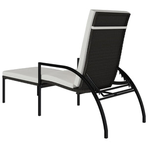 vidaXL Sun Lounger with Footrest Poly Rattan Brown