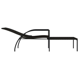 vidaXL Sun Lounger with Footrest Poly Rattan Brown