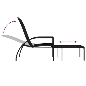 vidaXL Sun Lounger with Footrest Poly Rattan Brown