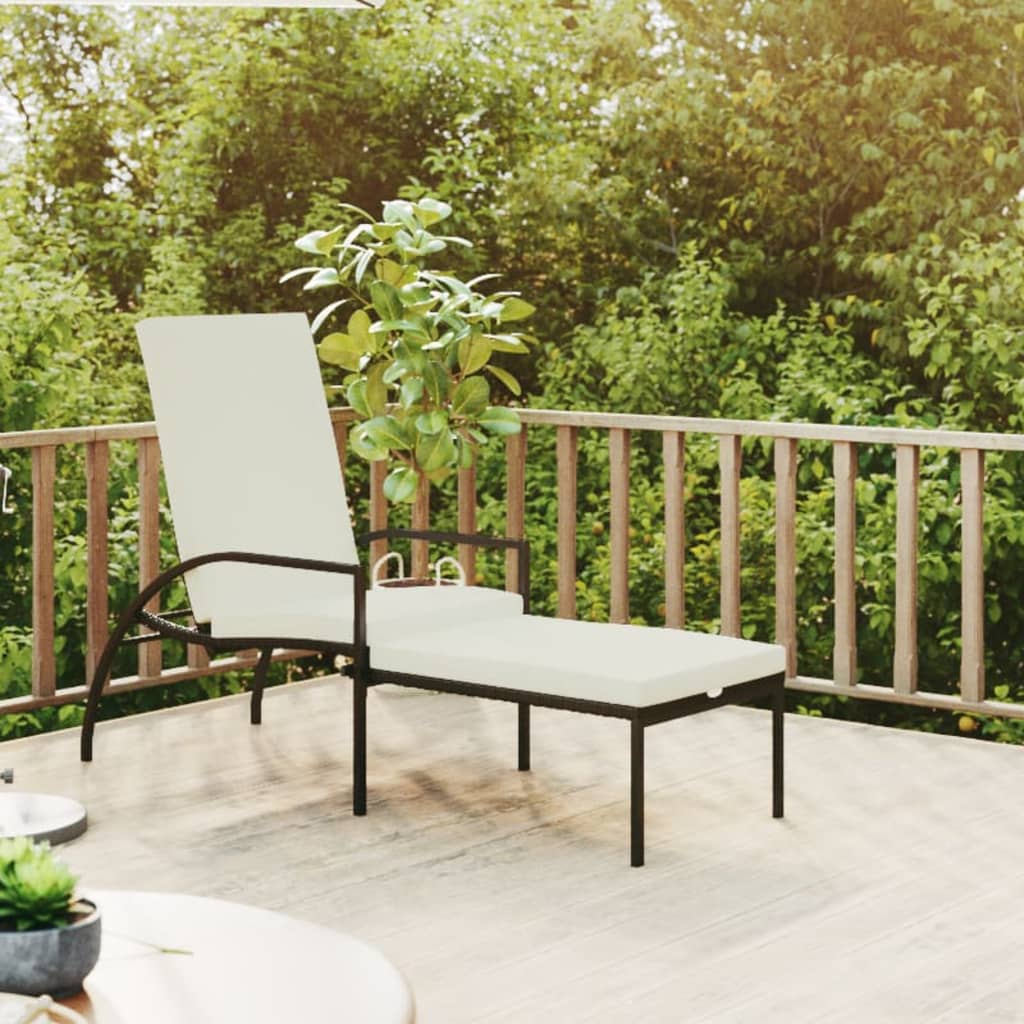 vidaXL Sun Lounger with Footrest Poly Rattan Brown