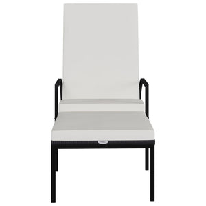 vidaXL Sun Lounger with Footrest PE Rattan Black