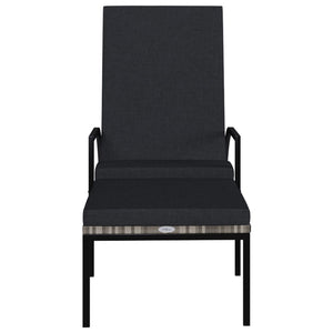 vidaXL Sun Lounger with Footrest PE Rattan Grey