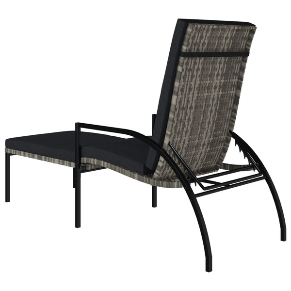 vidaXL Sun Lounger with Footrest PE Rattan Grey