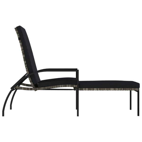 vidaXL Sun Lounger with Footrest PE Rattan Grey