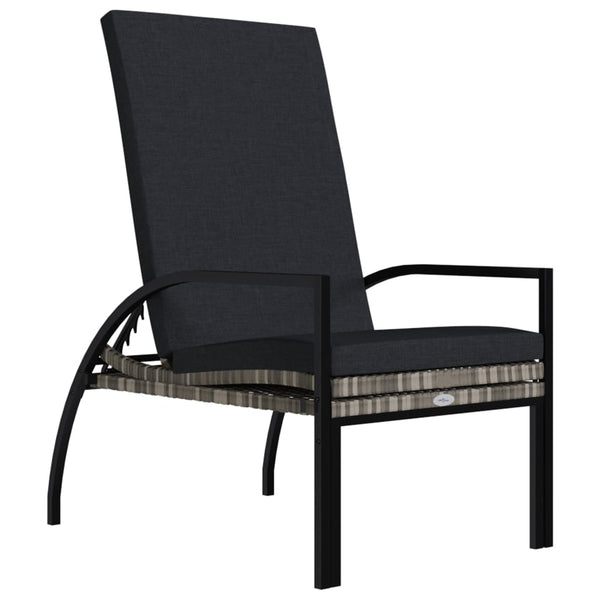 vidaXL Sun Lounger with Footrest PE Rattan Grey