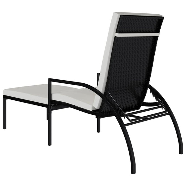 vidaXL Sun Loungers 2 pcs. with Footrests PE Rattan Black