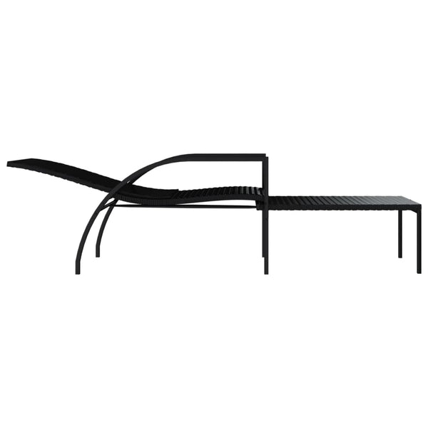 vidaXL Sun Loungers 2 pcs. with Footrests PE Rattan Black