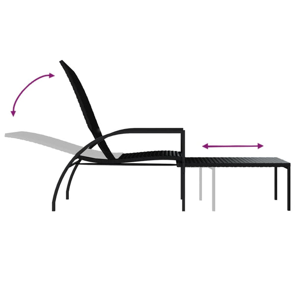 vidaXL Sun Loungers 2 pcs. with Footrests PE Rattan Black