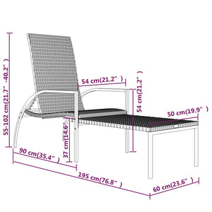 vidaXL Sun Loungers 2 pcs. with Footrests PE Rattan Black