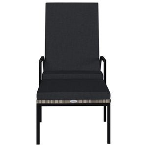 vidaXL Sun Loungers 2 pcs with Footrest PE Rattan Grey