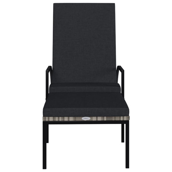 vidaXL Sun Loungers 2 pcs with Footrest PE Rattan Grey