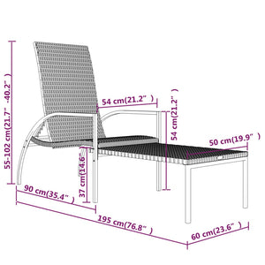 vidaXL Sun Loungers 2 pcs with Footrest PE Rattan Grey