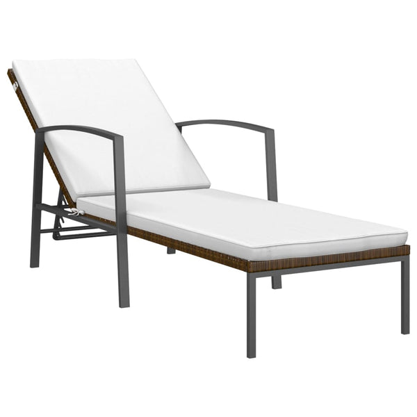 vidaXL Sun Loungers 2 pcs. with Table Poly Rattan Brown