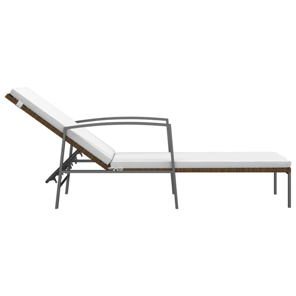 vidaXL Sun Loungers 2 pcs. with Table Poly Rattan Brown