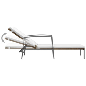 vidaXL Sun Loungers 2 pcs. with Table Poly Rattan Brown