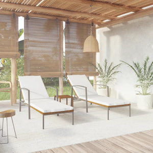 vidaXL Sun Loungers 2 pcs. with Table Poly Rattan Brown
