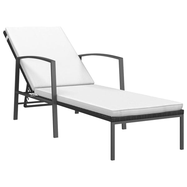 vidaXL Sun Loungers 2 pcs. with Table Poly Rattan Black