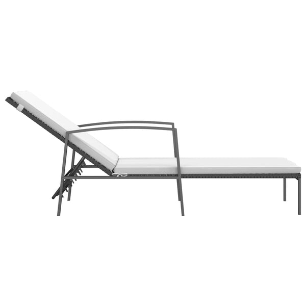 vidaXL Sun Loungers 2 pcs. with Table Poly Rattan Black