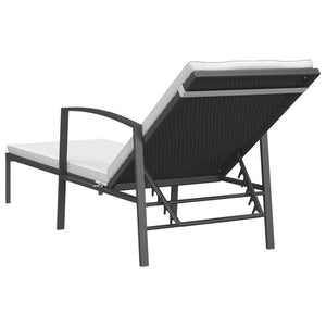 vidaXL Sun Loungers 2 pcs. with Table Poly Rattan Black