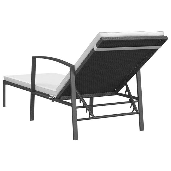 vidaXL Sun Loungers 2 pcs. with Table Poly Rattan Black