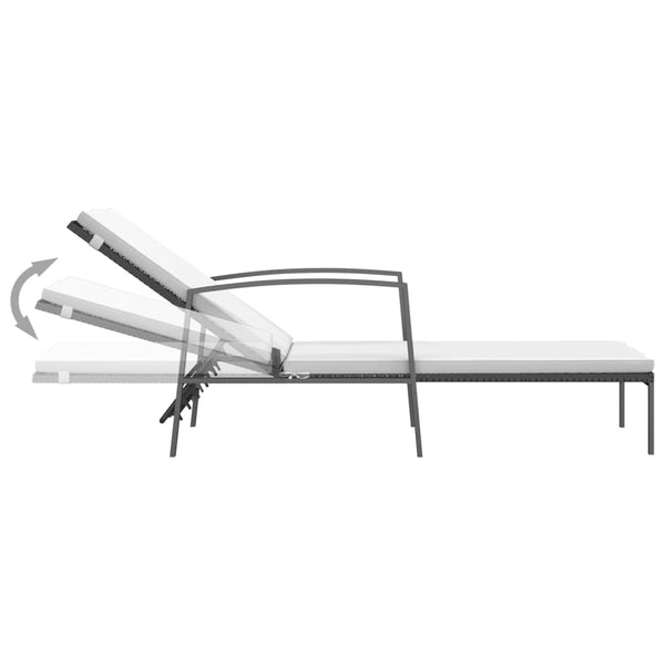 vidaXL Sun Loungers 2 pcs. with Table Poly Rattan Black