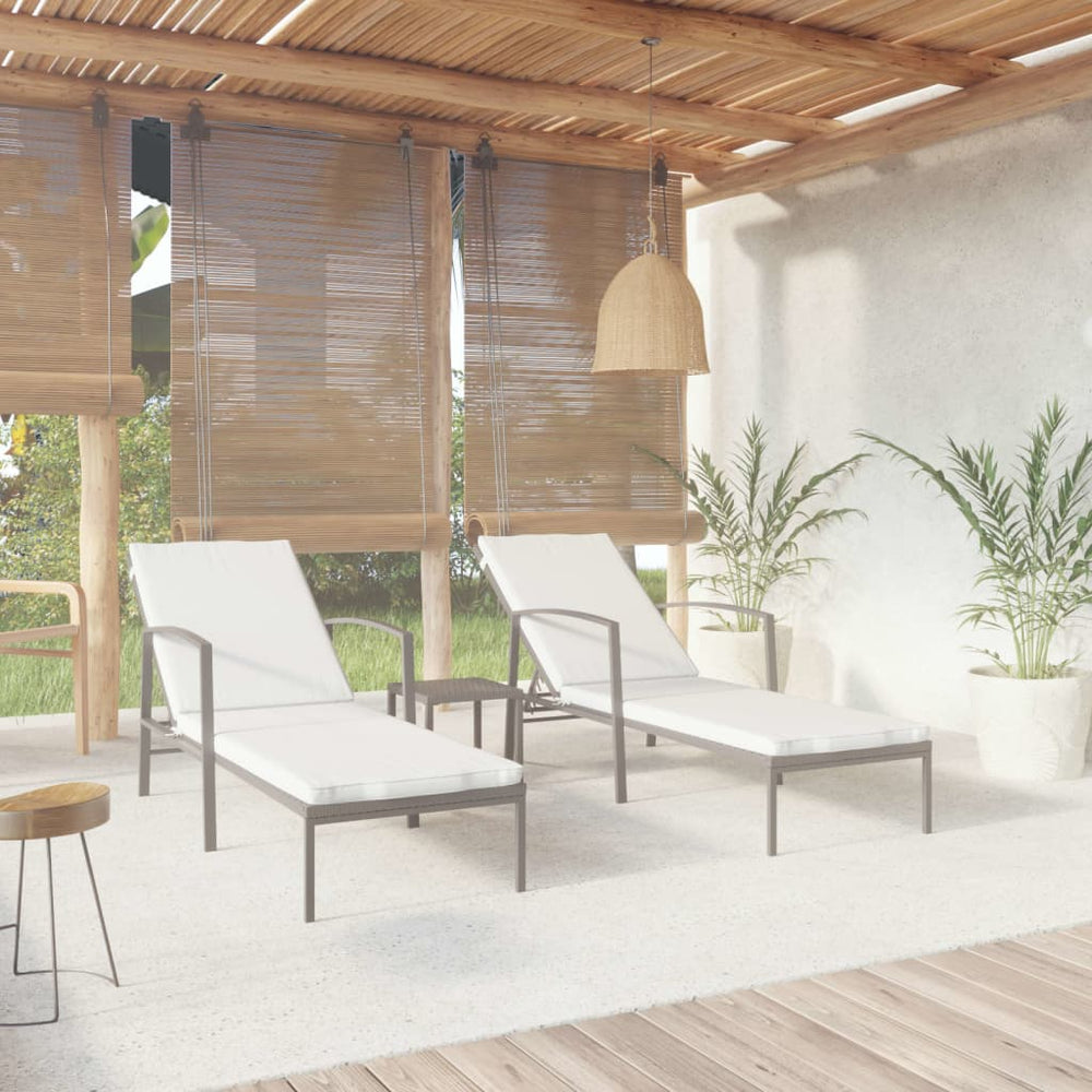 vidaXL Sun Loungers 2 pcs. with Table Poly Rattan Black