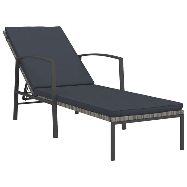 vidaXL Sun Loungers 2 pcs. with Table Poly Rattan Grey
