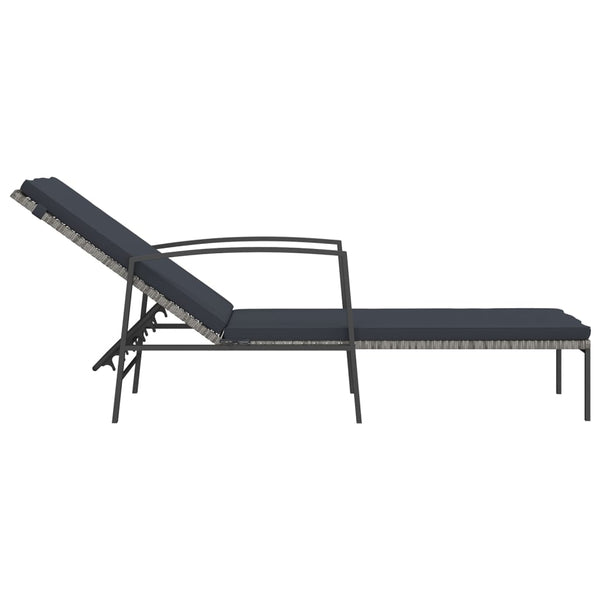 vidaXL Sun Loungers 2 pcs. with Table Poly Rattan Grey