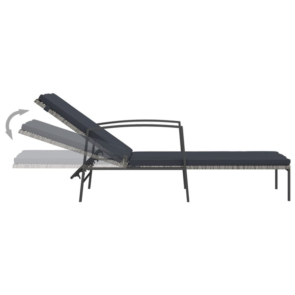 vidaXL Sun Loungers 2 pcs. with Table Poly Rattan Grey