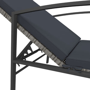 vidaXL Sun Loungers 2 pcs. with Table Poly Rattan Grey