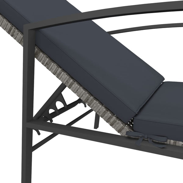 vidaXL Sun Loungers 2 pcs. with Table Poly Rattan Grey