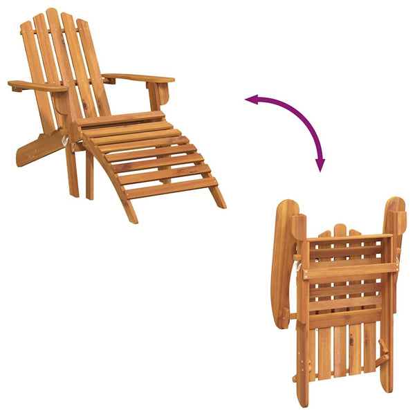 vidaXL Adirondack Garden Chair with Ottoman Solid Acacia Wood